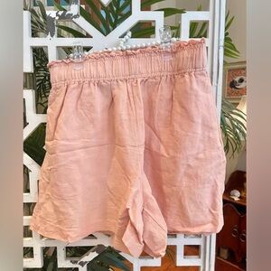 H&M High-Waist Peach linen blend Shorts with pockets